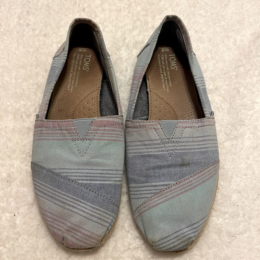 Striped Toms, size 8, VGUC
